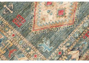 Tappeto Kazak Fine Geometrico Blu Petrolio Beige Corsia 83x300 Cm
