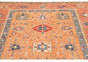 Tappeto Kazak Fine Stilizzato Arancione Blu 167x243 Cm