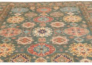 Tappeto Kazak Fine Stilizzato Verde Petrolio Rosso Mattone 245x314 Cm