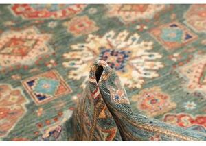 Tappeto Kazak Fine Stilizzato Verde Petrolio Rosso Mattone 245x314 Cm