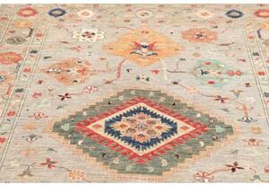 Tappeto Kazak Fine Stilizzato Grigio Chiaro Multicolore 150x203 Cm