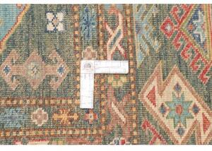 Tappeto Kazak Fine Stilizzato Verde Petrolio Rosso Mattone 245x314 Cm
