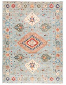 Tappeto Kazak Fine Stilizzato Celeste Beige 145x200 Cm