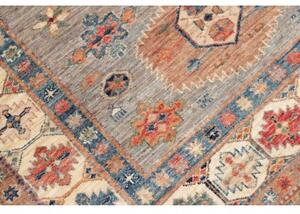 Tappeto Kazak Fine Geometrico Grigio Rosso 123x188 Cm