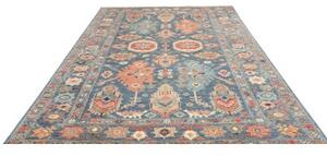 Tappeto Kazak Fine Stilizzato Blu Rosso Mattone 203x300 Cm