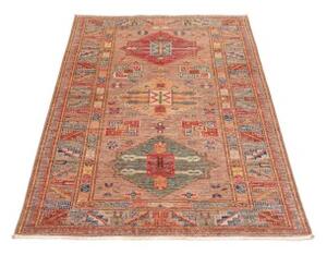 Tappeto Kazak Fine Geometrico Rosa Antico Rosso Mattone 85x142 Cm