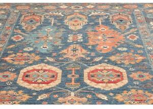 Tappeto Kazak Fine Stilizzato Blu Rosso Mattone 203x300 Cm