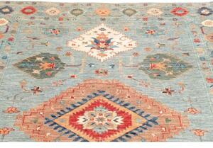 Tappeto Kazak Fine Stilizzato Celeste Beige 145x200 Cm