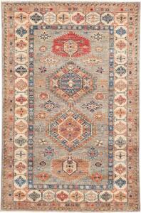 Tappeto Kazak Fine Geometrico Grigio Rosso 123x188 Cm