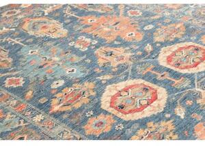 Tappeto Kazak Fine Stilizzato Blu Rosso Mattone 203x300 Cm