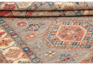 Tappeto Kazak Fine Geometrico Grigio Rosso 123x188 Cm