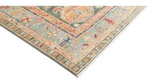 Tappeto Kazak Fine Stilizzato Verde Petrolio Rosso 204x311 Cm