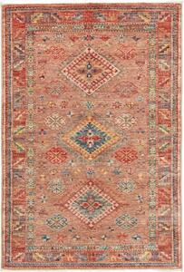 Tappeto Kazak Fine Stilizzato Rosso Mattone Blu 102x148 Cm