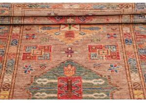 Tappeto Kazak Fine Geometrico Rosa Antico Rosso Mattone 85x142 Cm