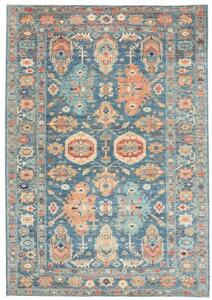 Tappeto Kazak Fine Stilizzato Blu Rosso Mattone 203x300 Cm