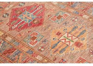 Tappeto Kazak Fine Geometrico Rosa Antico Rosso Mattone 85x142 Cm