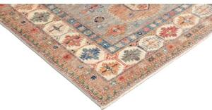 Tappeto Kazak Fine Geometrico Grigio Rosso 123x188 Cm