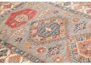 Tappeto Kazak Fine Geometrico Grigio Rosso 123x188 Cm