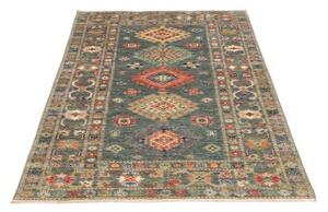 Tappeto Kazak Fine Geometrico Blu Petrolio Beige 103x154 Cm