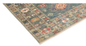 Tappeto Kazak Fine Geometrico Blu Petrolio Beige 103x154 Cm