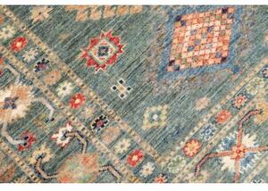 Tappeto Kazak Fine Geometrico Blu Petrolio Beige 103x154 Cm