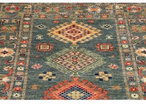 Tappeto Kazak Fine Geometrico Blu Petrolio Beige 103x154 Cm