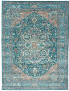 Tappeto Zigler Fine Stilizzato Verde Petrolio Beige 241x321 Cm