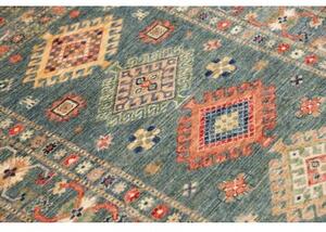 Tappeto Kazak Fine Geometrico Blu Petrolio Beige 103x154 Cm
