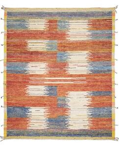 Tappeto Berbero Geometrico Rosso Mattone Blu 256x303 Cm