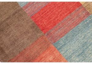 Tappeto Mosaic Patchwork Rosso Mattone Blu Cielo 143x192 Cm
