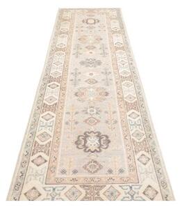 Tappeto Kazak Stilizzato Grigio Chiaro Beige Corsia 77x297 Cm