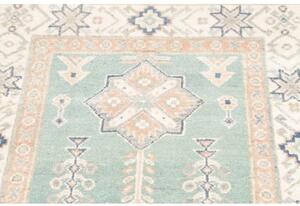 Tappeto Kazak Stilizzato Celeste Avorio Corsia 83x287 Cm