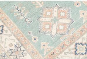 Tappeto Kazak Stilizzato Celeste Avorio Corsia 83x287 Cm