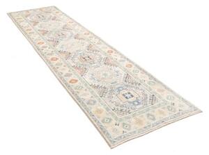 Tappeto Kazak Geometrico Avorio Azzurro Corsia 81x292 Cm