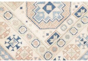 Tappeto Kazak Geometrico Avorio Blu Corsia 83x289 Cm