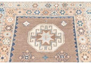 Tappeto Kazak Geometrico Tortora Azzurro Corsia 81x288 Cm