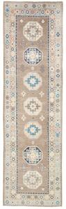 Tappeto Kazak Geometrico Tortora Azzurro Corsia 81x288 Cm