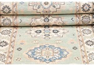 Tappeto Kazak Geometrico Celeste Blu Corsia 84x294 Cm