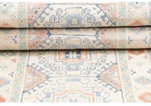 Tappeto Kazak Geometrico Avorio Azzurro Corsia 81x292 Cm