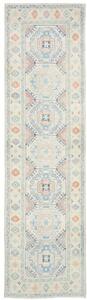 Tappeto Kazak Geometrico Avorio Azzurro Corsia 81x292 Cm