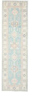 Tappeto Kazak Stilizzato Celeste Avorio Corsia 83x287 Cm