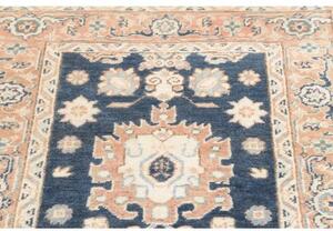 Tappeto Kazak Stilizzato Blu Scuro Beige Corsia 83x286 Cm