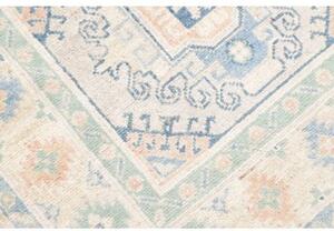 Tappeto Kazak Geometrico Avorio Azzurro Corsia 81x292 Cm
