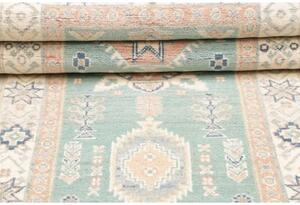 Tappeto Kazak Stilizzato Celeste Avorio Corsia 83x287 Cm