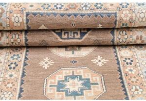 Tappeto Kazak Geometrico Tortora Azzurro Corsia 81x288 Cm