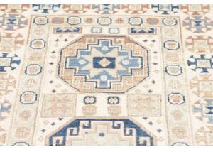 Tappeto Kazak Geometrico Avorio Blu Corsia 83x289 Cm