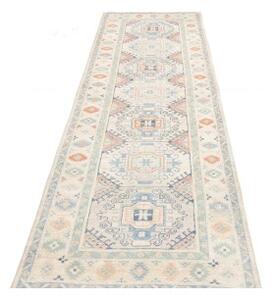 Tappeto Kazak Geometrico Avorio Azzurro Corsia 81x292 Cm