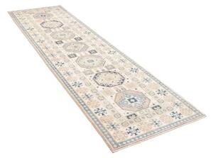 Tappeto Kazak Geometrico Avorio Blu Corsia 83x289 Cm
