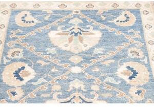 Tappeto Kazak Stilizzato Azzurro Beige Corsia 85x296 Cm