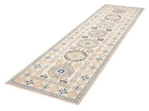 Tappeto Kazak Geometrico Avorio Blu Corsia 83x289 Cm